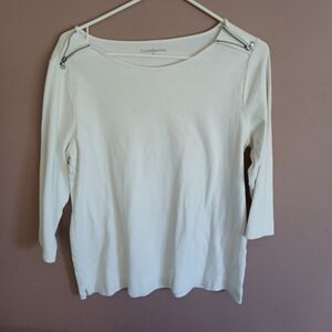 Croft & Barrow white Blouse – Size XL – 3/4 Sleeve – Zipper Shoulder Detail